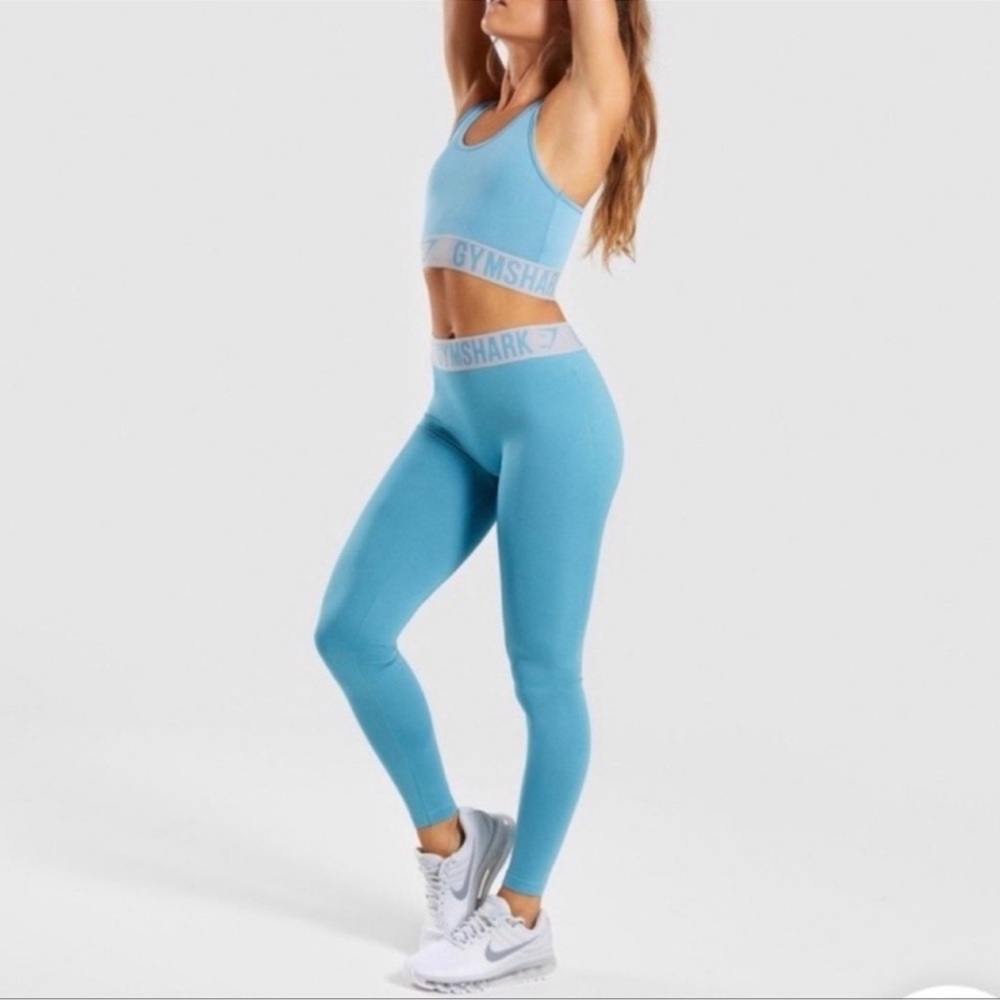 GYMSHARK Fit Leggings Dusky Teal/Light Grey SIZE SEE MEASUREMENTS S/M